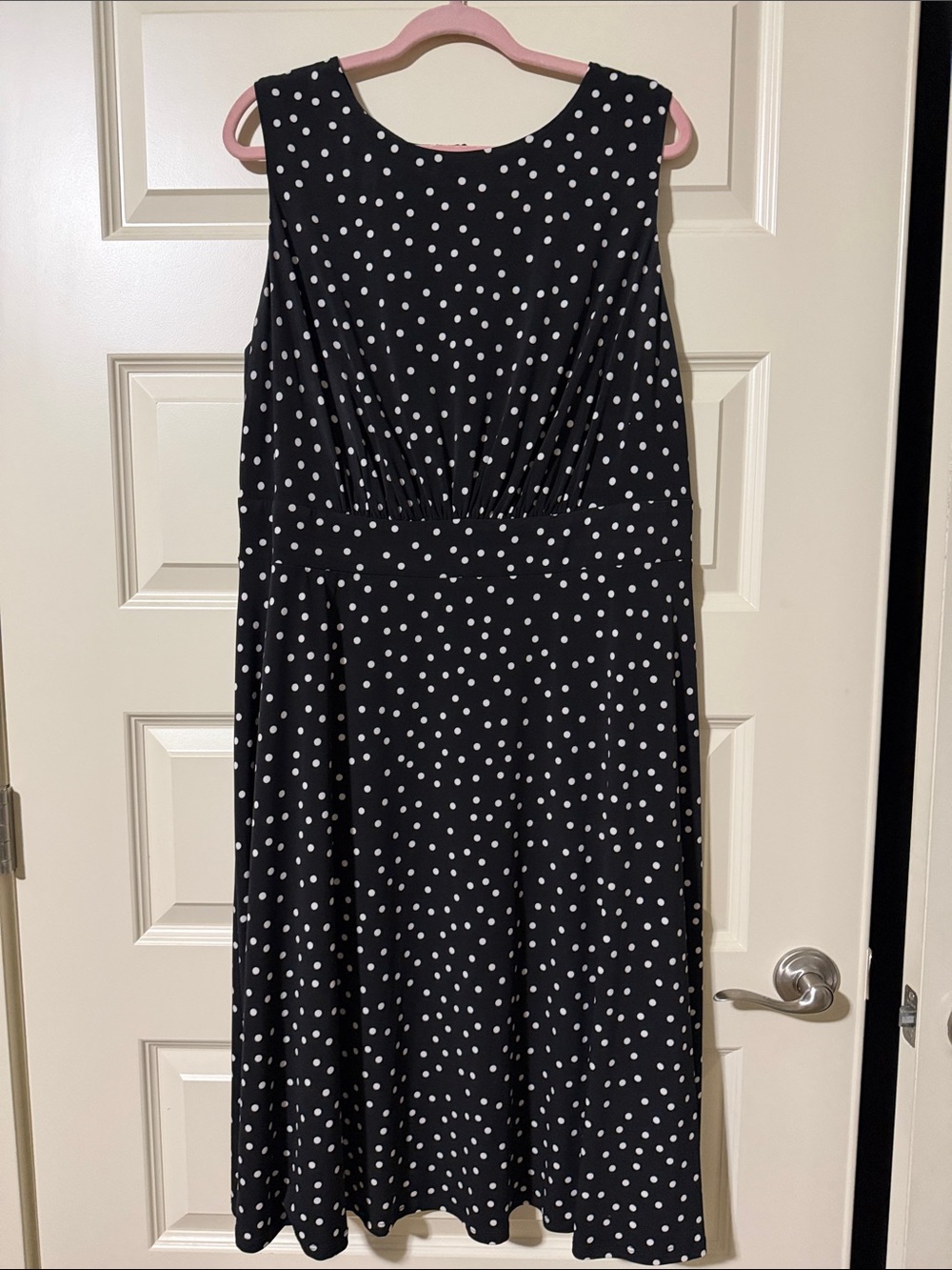 Sleeveless Black Polka Dot Midi Dress
